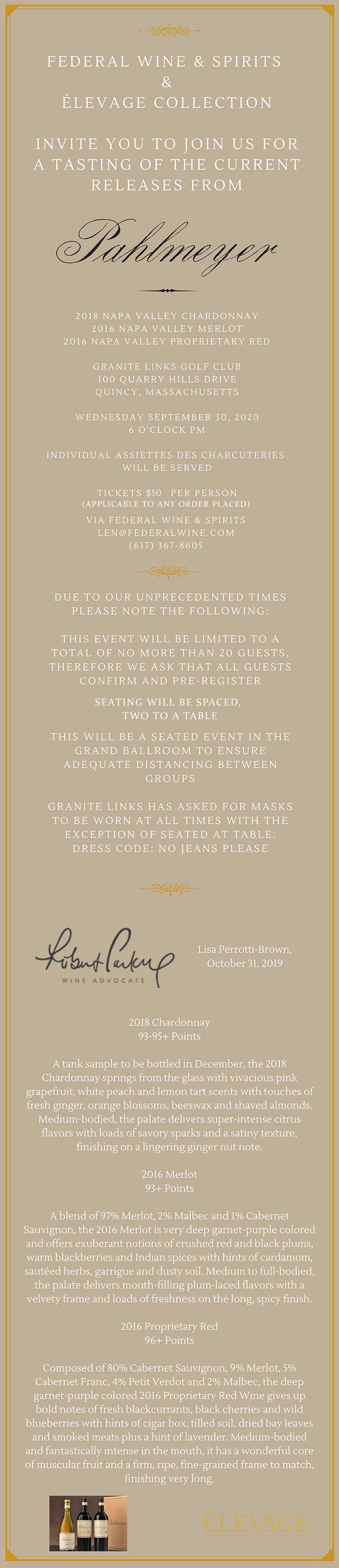 Pahlmeyer Tasting Invitation
